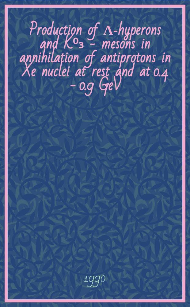 Production of Λ-hyperons and K⁰₃ - mesons in annihilation of antiprotons in Xe nuclei at rest and at 0.4 - 0.9 GeV/C