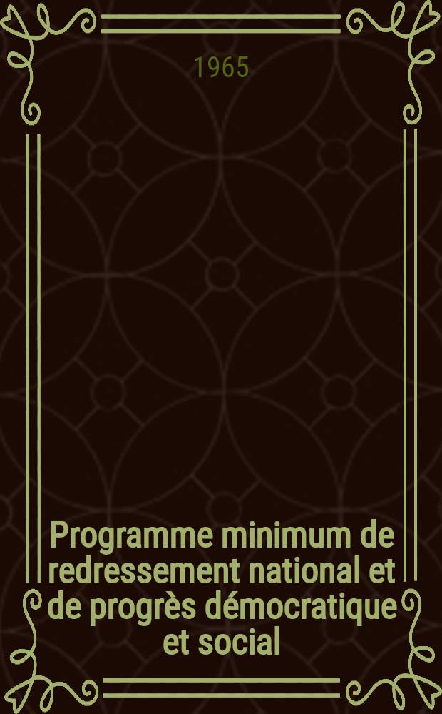 Programme minimum de redressement national et de progrès démocratique et social
