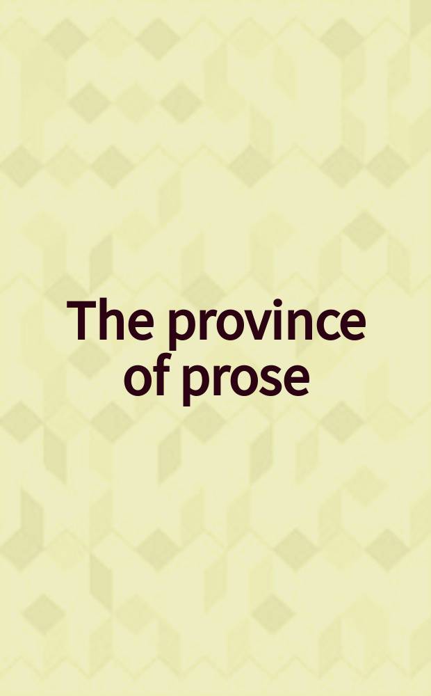 The province of prose