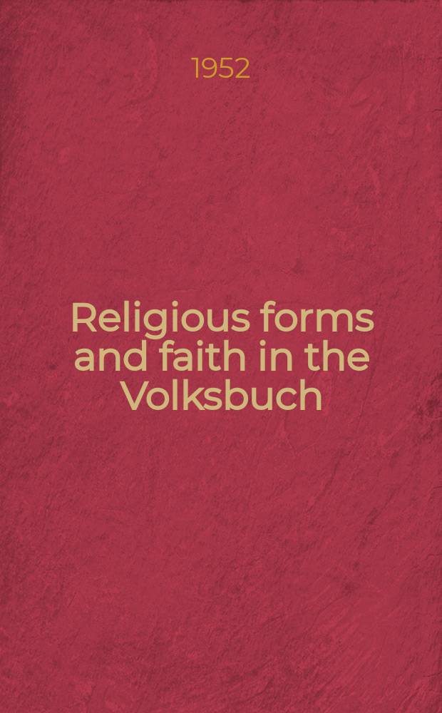 Religious forms and faith in the Volksbuch