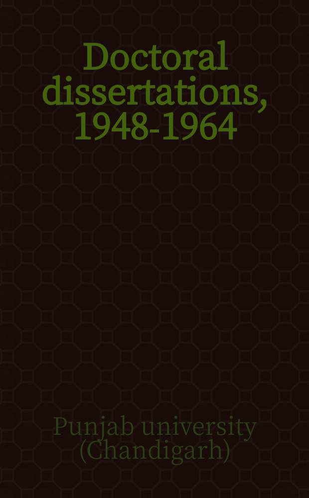 Doctoral dissertations, 1948-1964