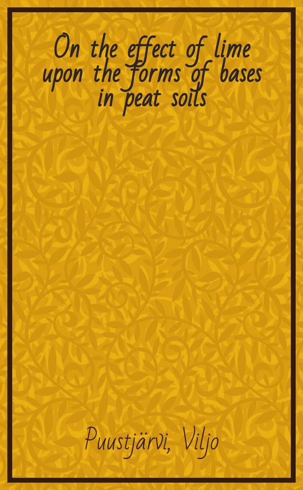 On the effect of lime upon the forms of bases in peat soils