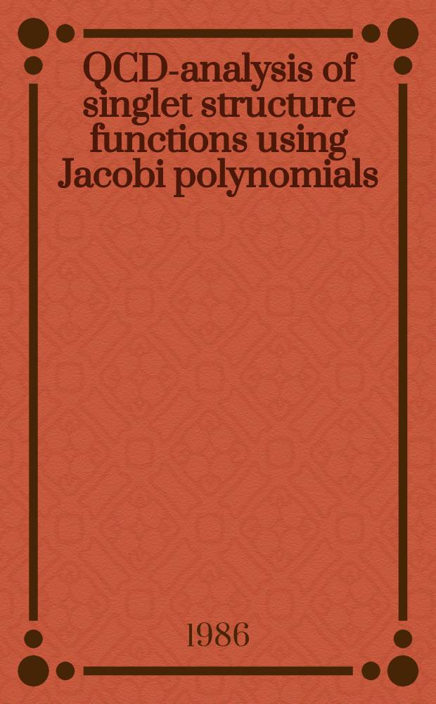 QCD-analysis of singlet structure functions using Jacobi polynomials : The description of the method
