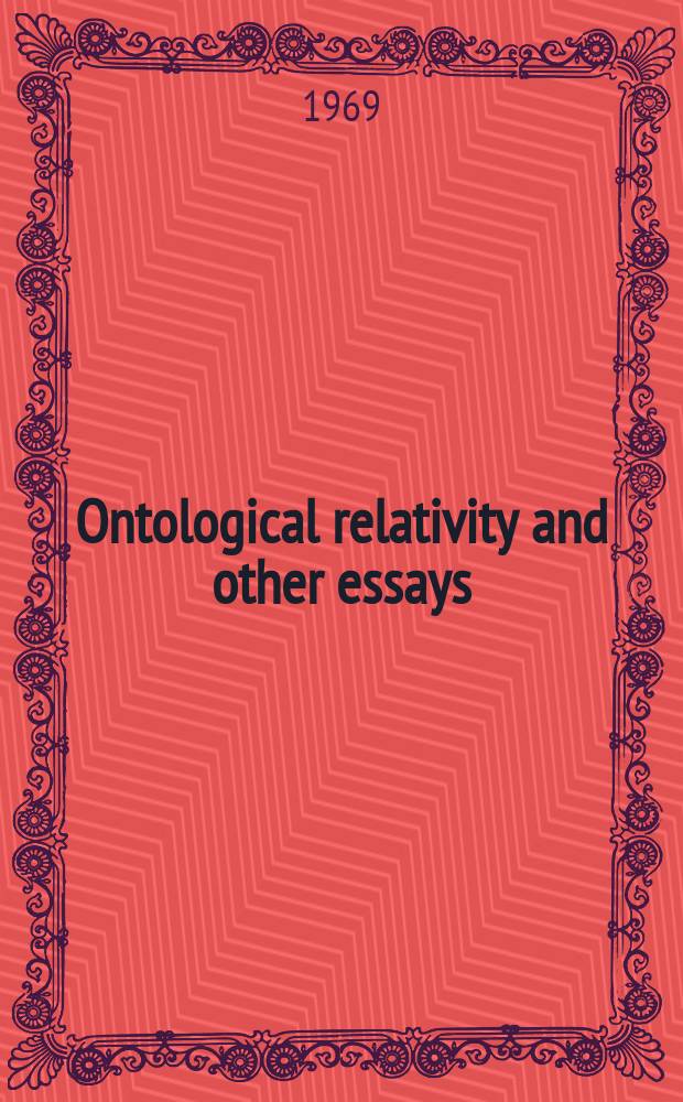Ontological relativity and other essays