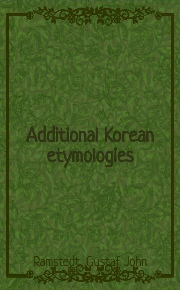 Additional Korean etymologies