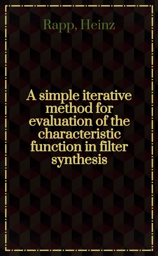 A simple iterative method for evaluation of the characteristic function in filter synthesis