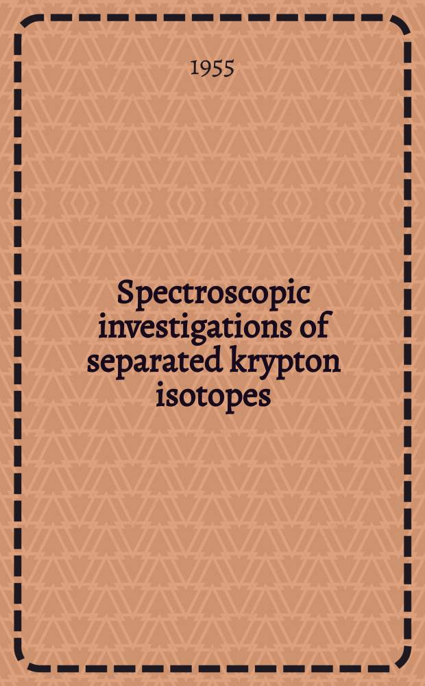 Spectroscopic investigations of separated krypton isotopes