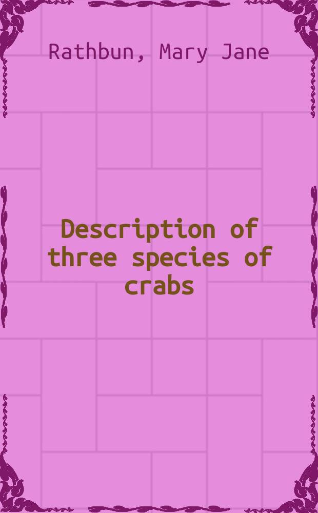 Description of three species of crabs (Osachila) from the eastern coast of North America