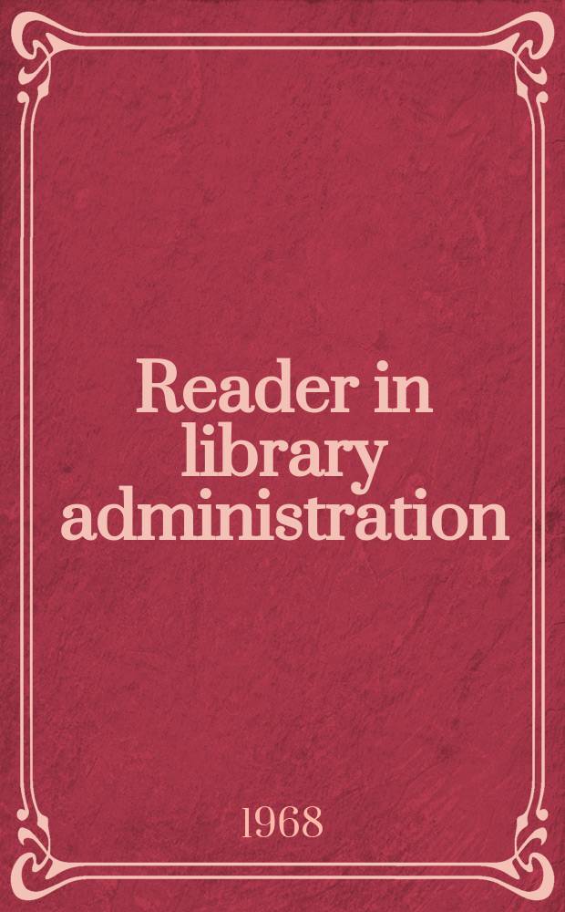 Reader in library administration