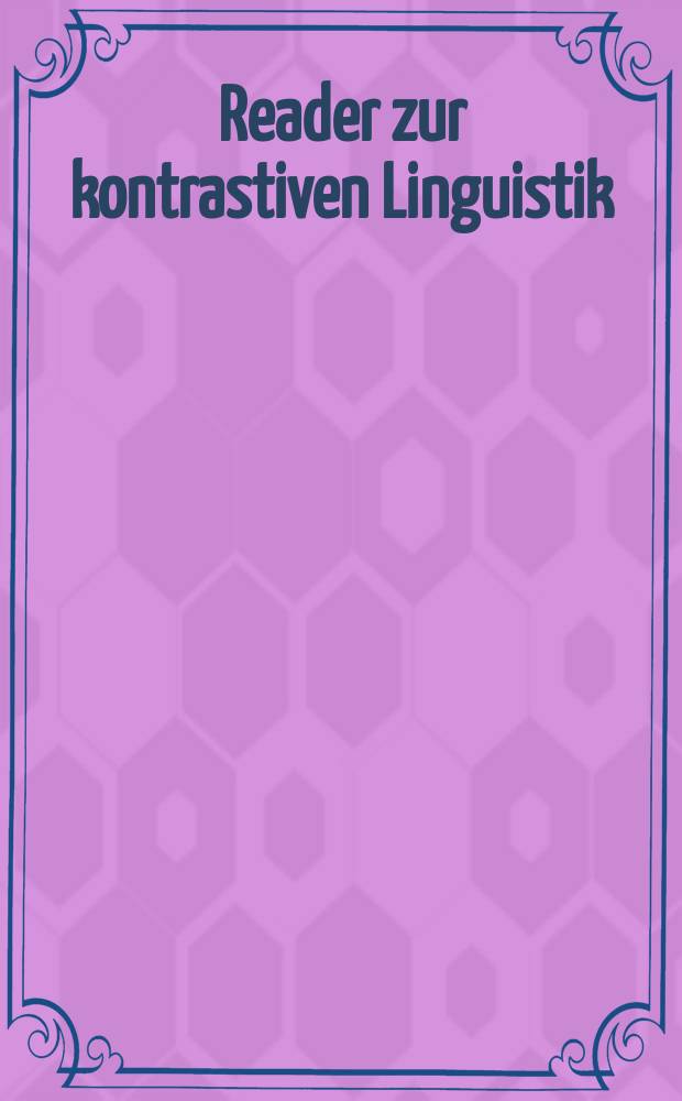 Reader zur kontrastiven Linguistik