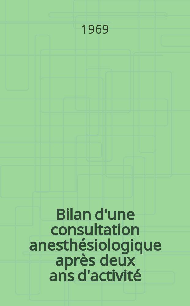 Bilan d'une consultation anesthésiologique après deux ans d'activité : (Dép. d'anesthésiologie, Centre hospitalo universitaire Saint Antoine, Paris) : Thèse ..