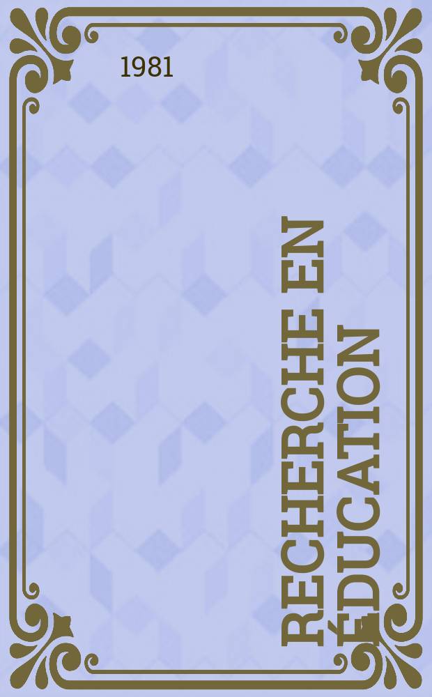 Recherche en &eacute;ducation