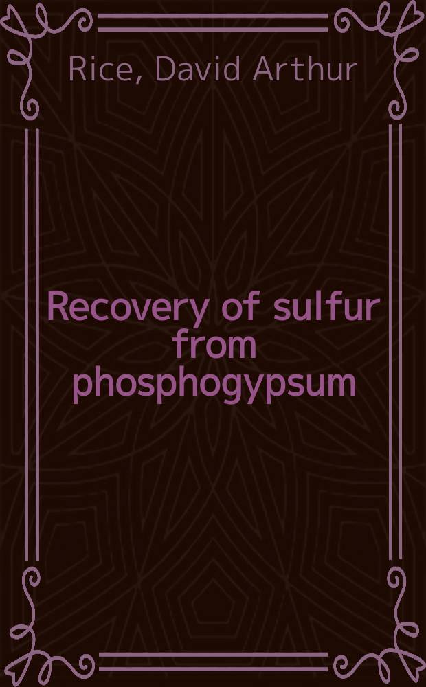 Recovery of sulfur from phosphogypsum: conversion of calcium sulfide to sulfur