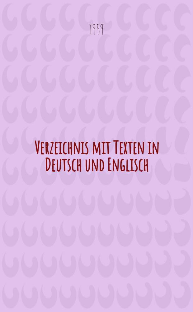 Verzeichnis mit Texten in Deutsch und Englisch