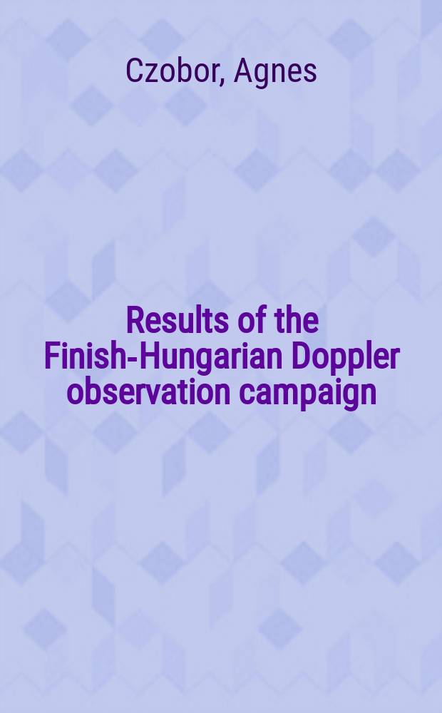 Results of the Finish-Hungarian Doppler observation campaign (FHDOC)