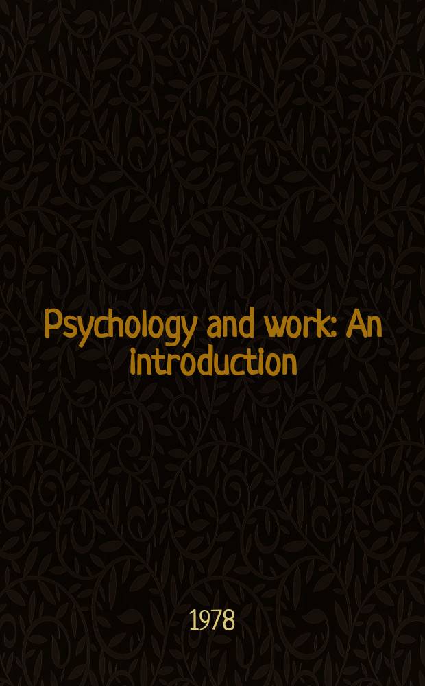 Psychology and work : An introduction