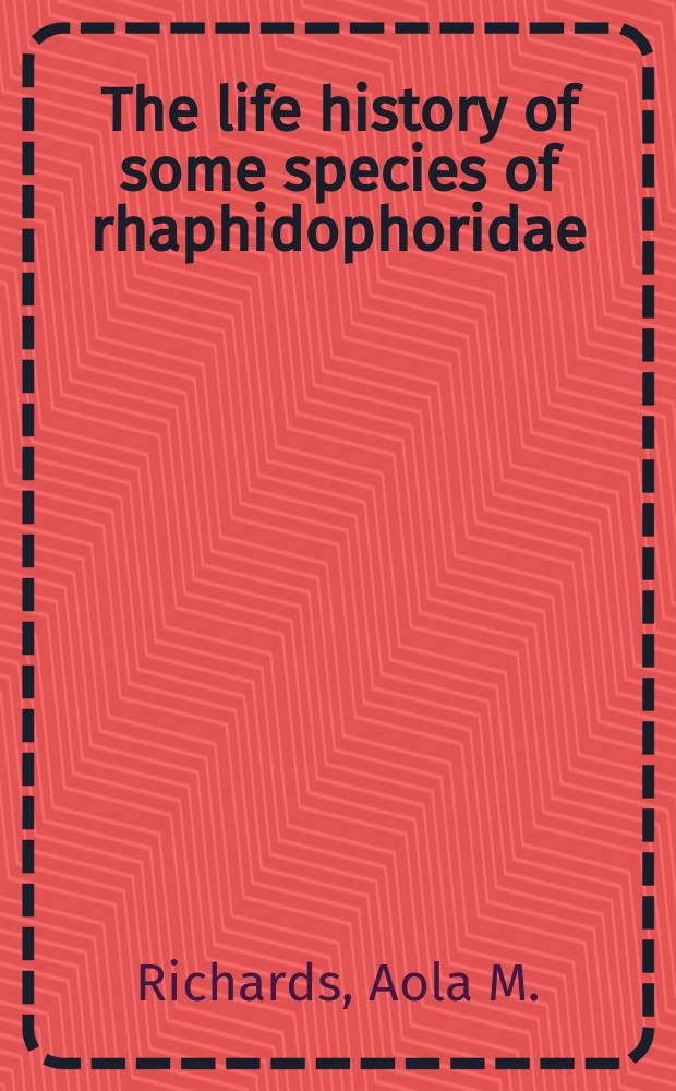 The life history of some species of rhaphidophoridae (Orthoptera)