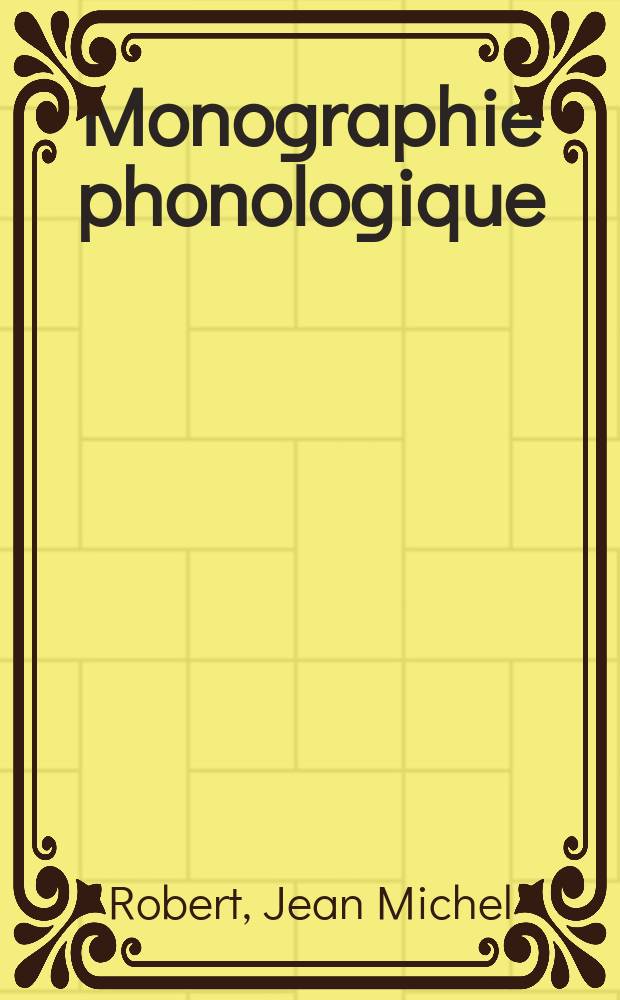 Monographie phonologique : Monogr. phonologique d'un idiolecte vietnamien