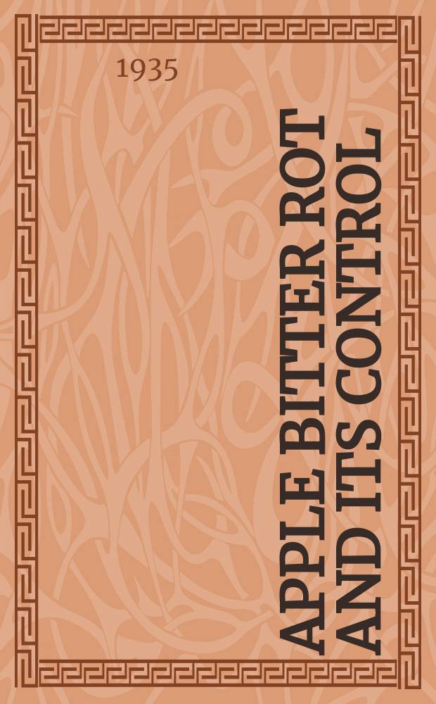 Apple bitter rot and its control