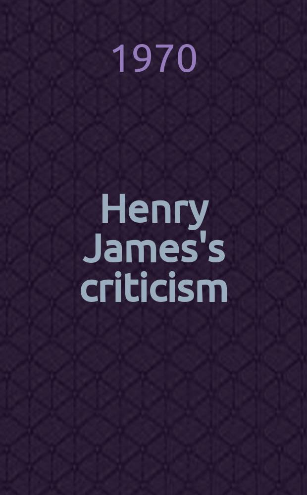 Henry James's criticism