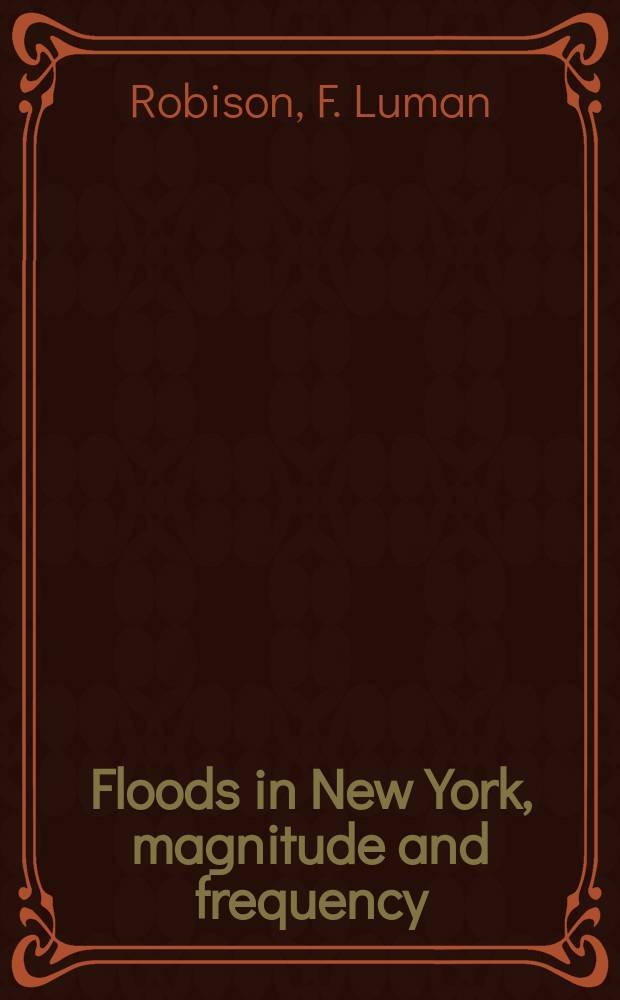 Floods in New York, magnitude and frequency