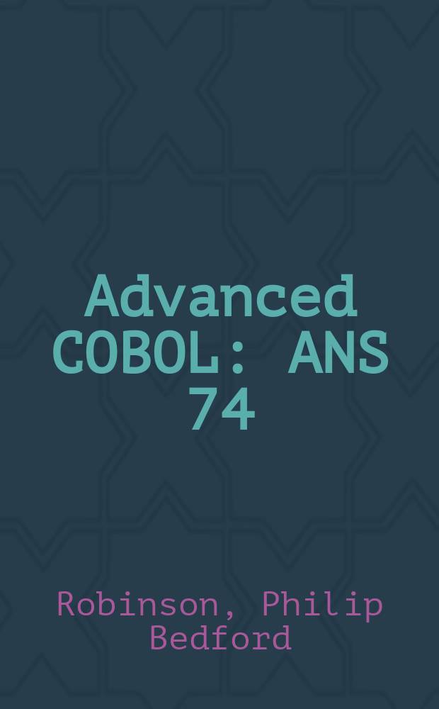 Advanced COBOL : ANS 74