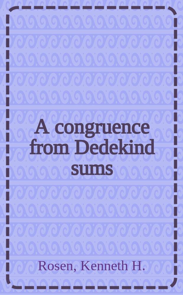A congruence from Dedekind sums