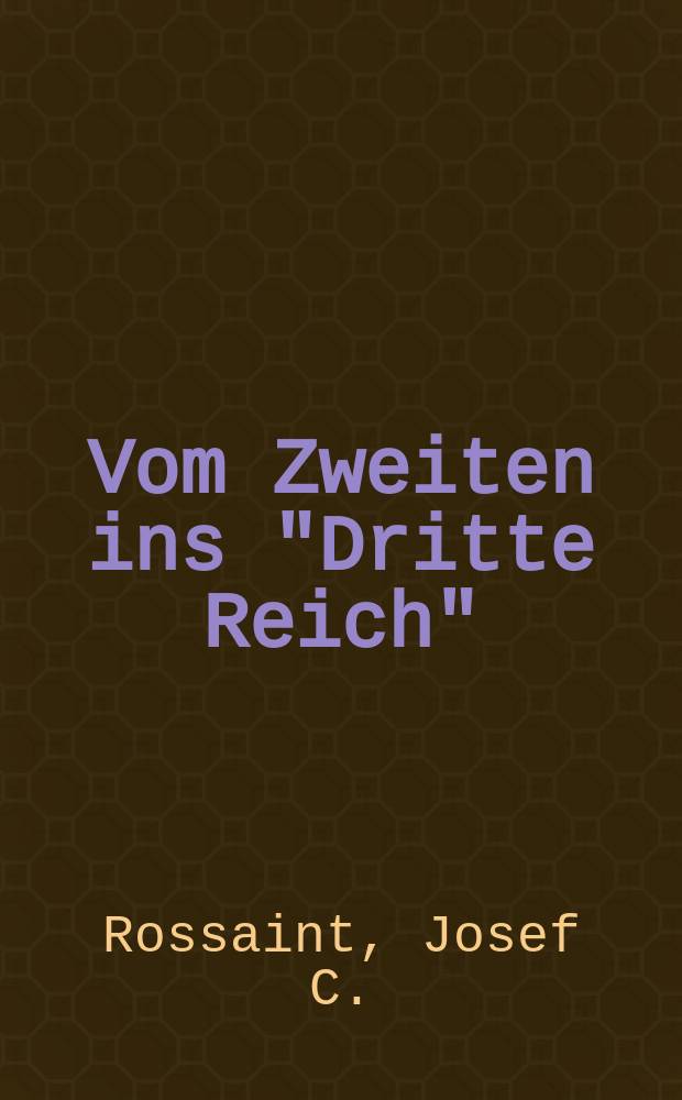 Vom Zweiten ins "Dritte Reich" : Weimar, Faschismus, Widerstand