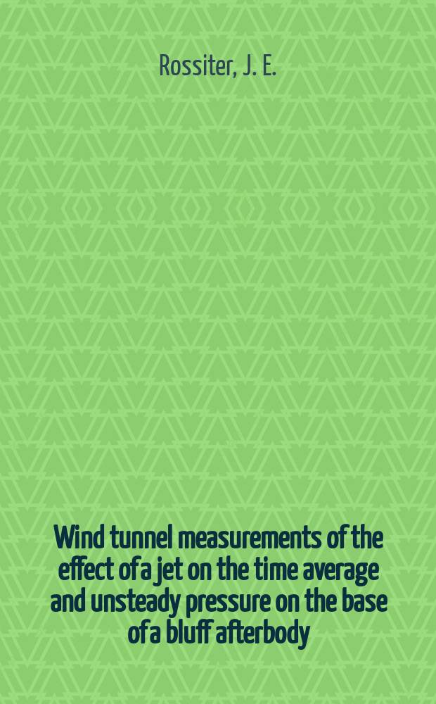 Wind tunnel measurements of the effect of a jet on the time average and unsteady pressure on the base of a bluff afterbody