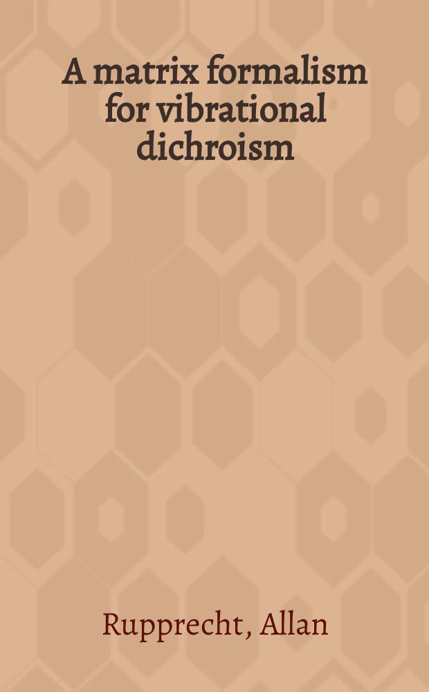 A matrix formalism for vibrational dichroism (VCD )inspired by the polar tensor infrared intensity theory : The LMO model with rototranslational models incl