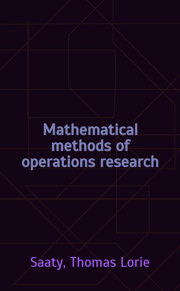 Mathematical methods of operations research