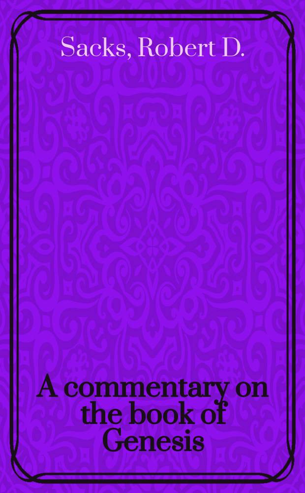 A commentary on the book of Genesis
