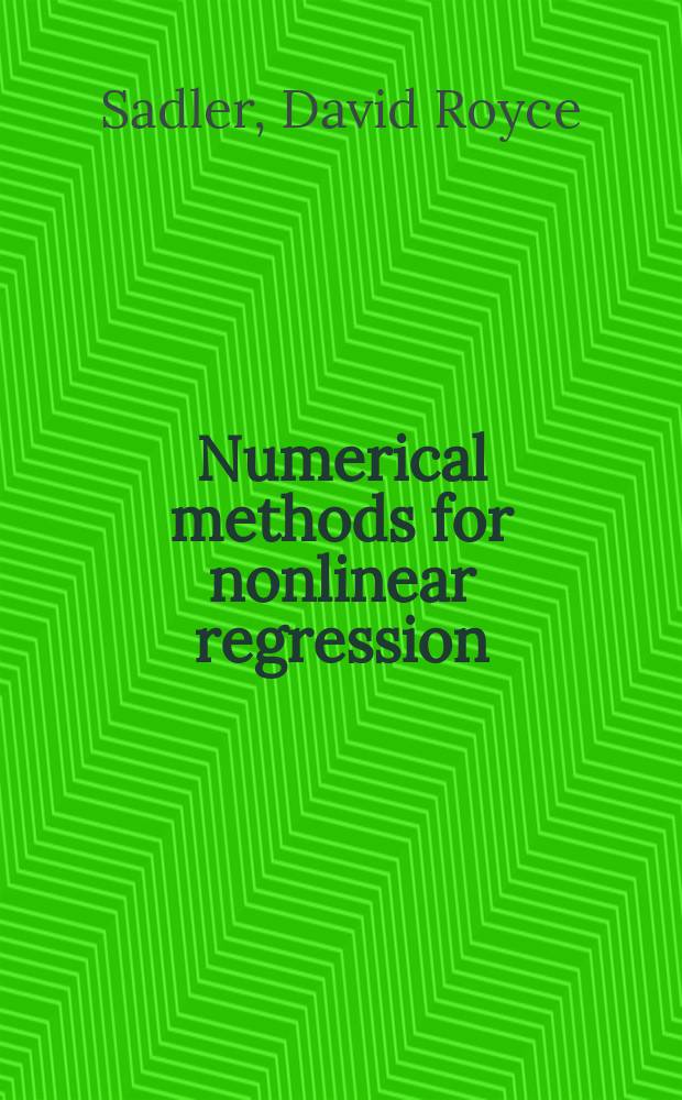Numerical methods for nonlinear regression