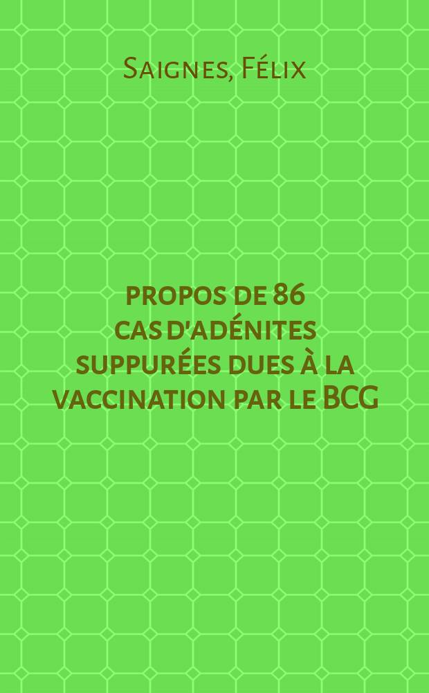 À propos de 86 cas d'adénites suppurées dues à la vaccination par le BCG : Thèse ..