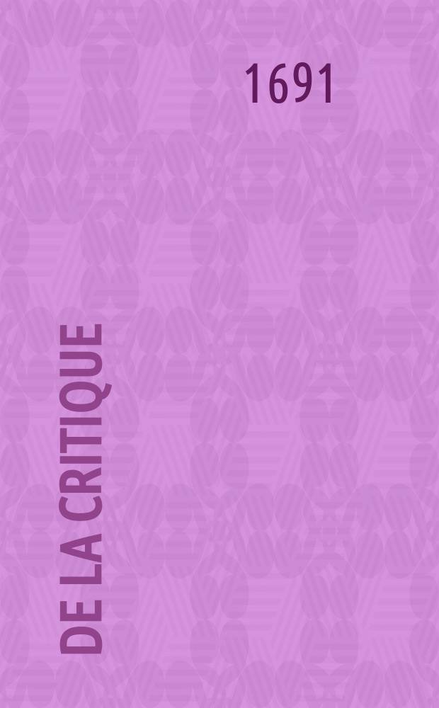 De La Critique