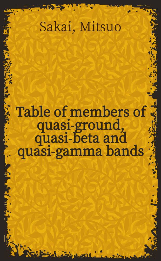 Table of members of quasi-ground, quasi-beta and quasi-gamma bands