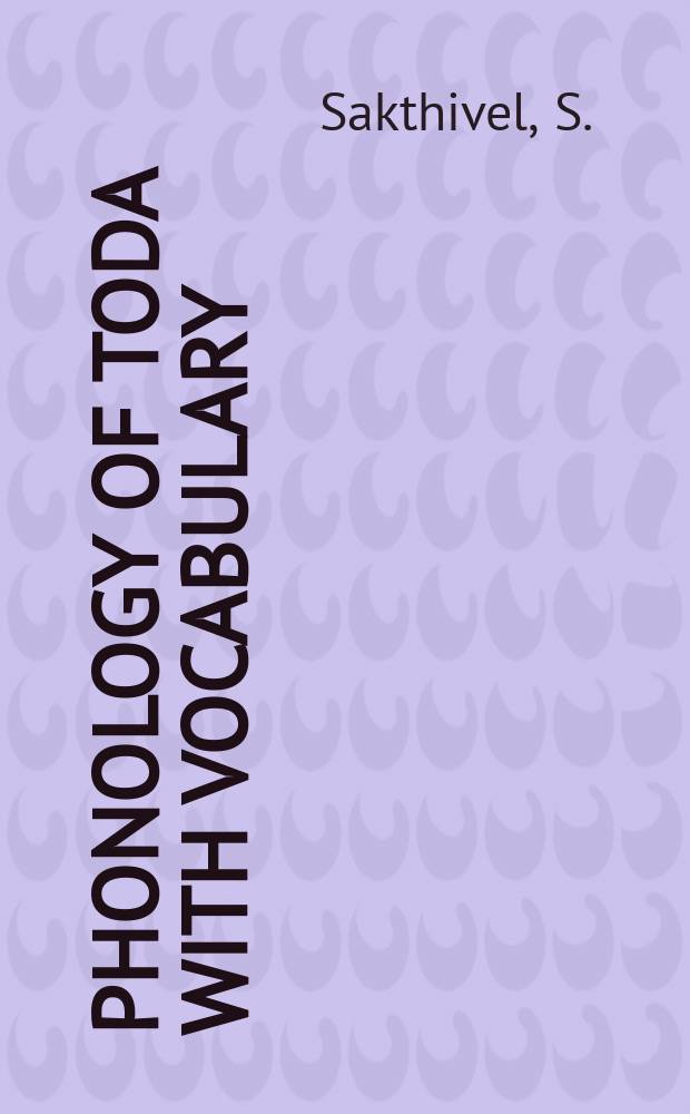 Phonology of Toda with vocabulary