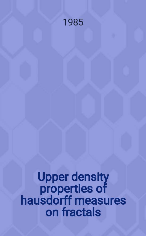 Upper density properties of hausdorff measures on fractals