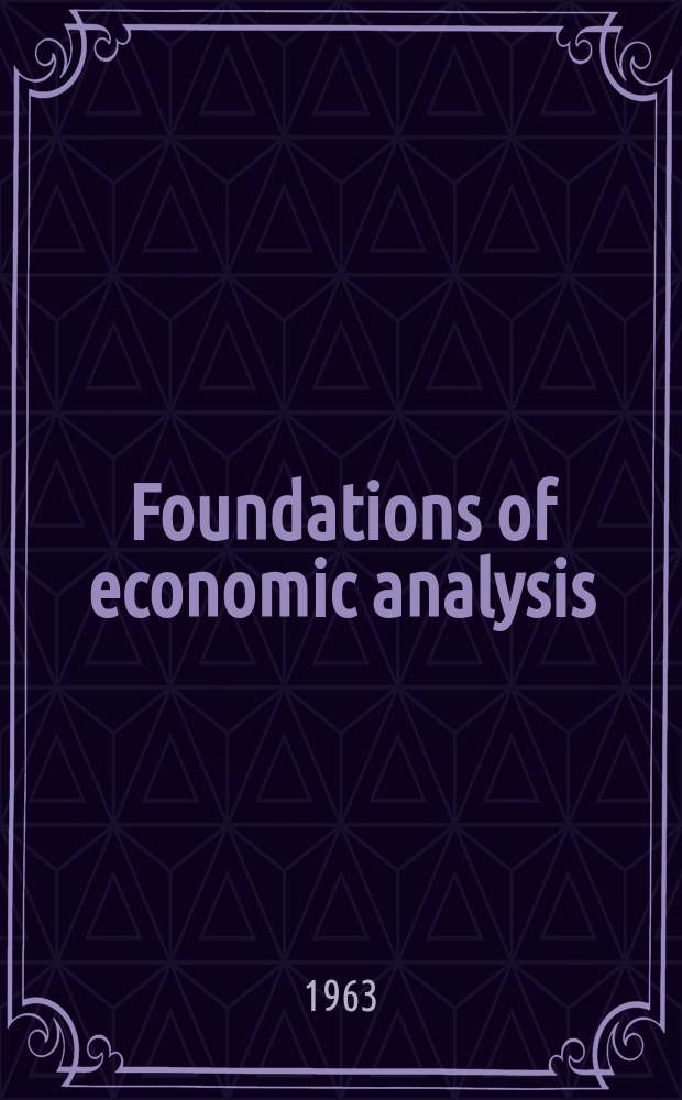 Foundations of economic analysis