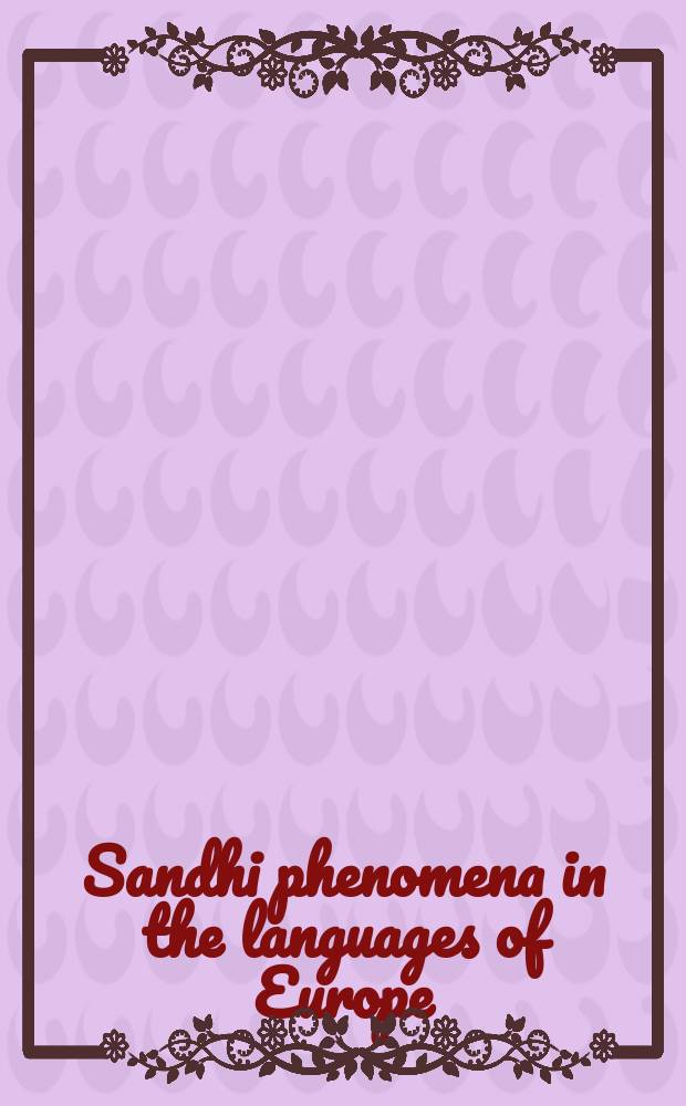 Sandhi phenomena in the languages of Europe