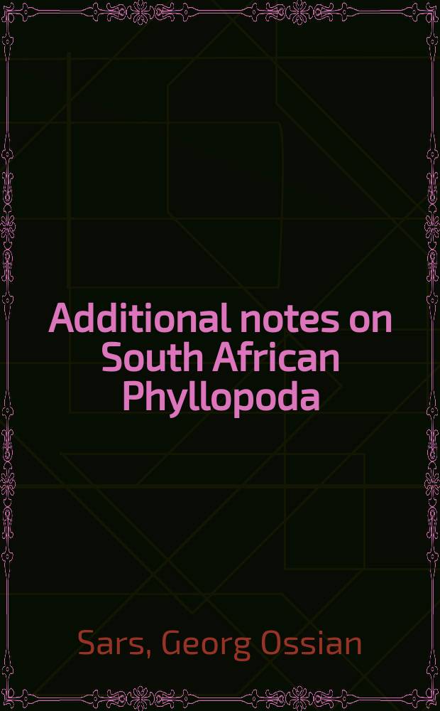 Additional notes on South African Phyllopoda