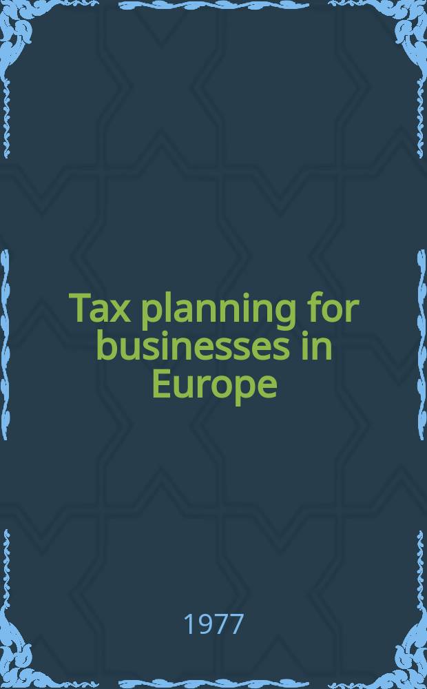 Tax planning for businesses in Europe