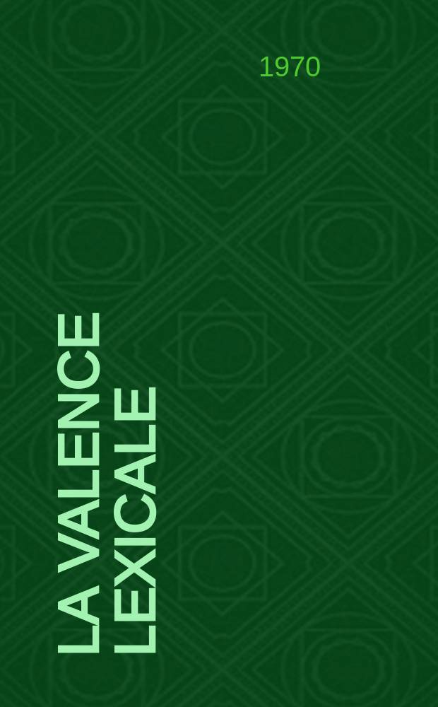 La valence lexicale