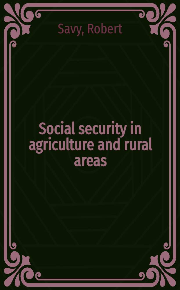 Social security in agriculture and rural areas