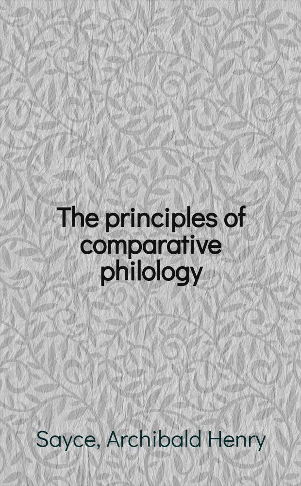 The principles of comparative philology