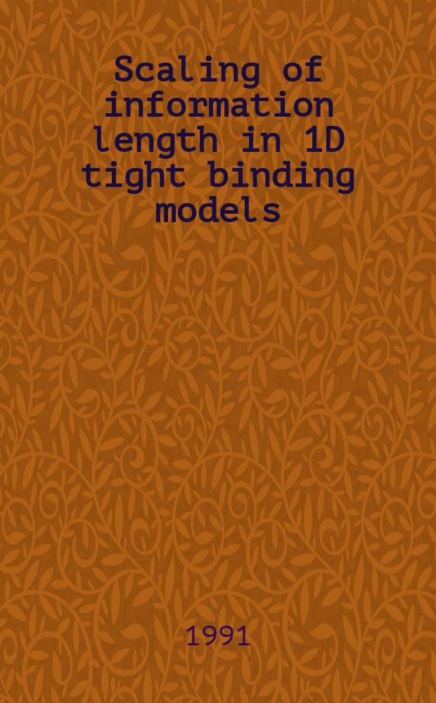 Scaling of information length in 1D tight binding models