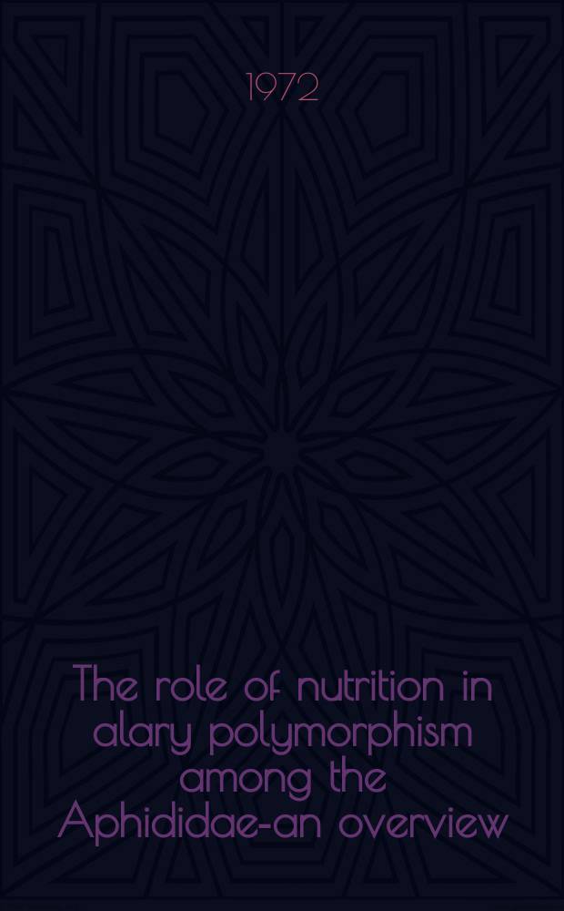 The role of nutrition in alary polymorphism among the Aphididae-an overview