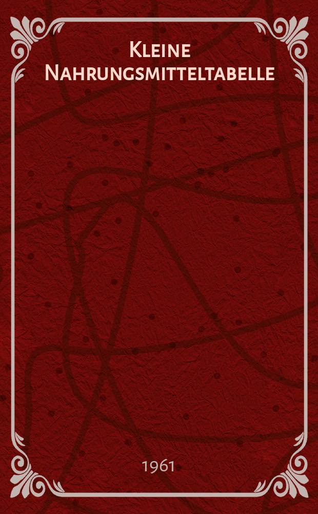 Kleine Nahrungsmitteltabelle