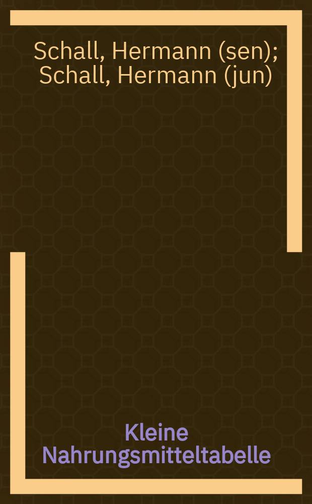 Kleine Nahrungsmitteltabelle