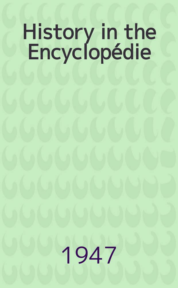 History in the Encyclopédie
